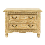 Two Drawer Nightstand with Distressed Off-White Finish