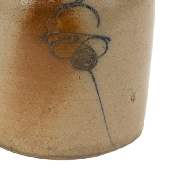 Large Stoneware Crock with Handle and Brown Glaze Drops - Image 3