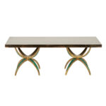 Vintage Brass Double Pedestal Coffee Table