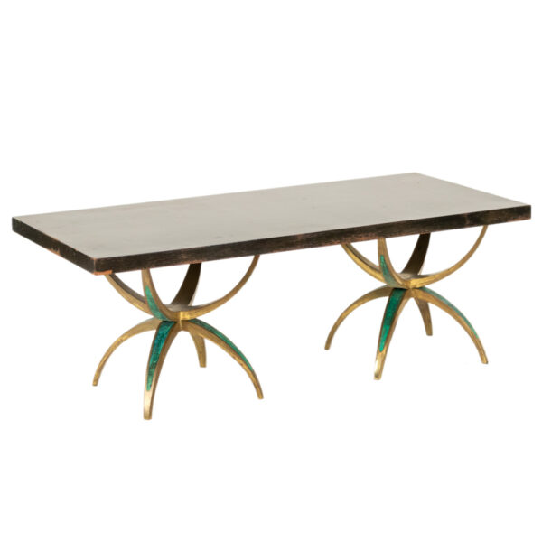 Vintage Brass Double Pedestal Coffee Table - Image 4