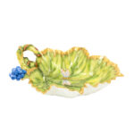 ANNA WEATHERLEY Hand Painted Porcelain Leaf Dish with Finger Loop