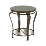 BERNHARDT Round Hammered Copper End Table on Iron Base