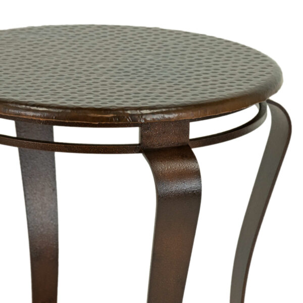 BERNHARDT Round Hammered Copper End Table on Iron Base - Image 3