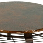 BERNHARDT Round Hammered Copper Coffee Table on Iron Base - Image 3