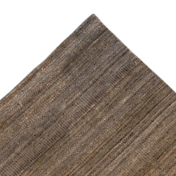 8’11" x 11’10" Hand Woven Wool Rug with Organic Blue and Grey Stripes - Image 1