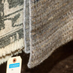 8’11" x 11’10" Hand Woven Wool Rug with Organic Blue and Grey Stripes - Image 5