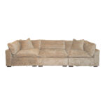 3 Piece Plush Down-Filled Sectional Sofa in Hearth Cement Brushed Woven Upholstery