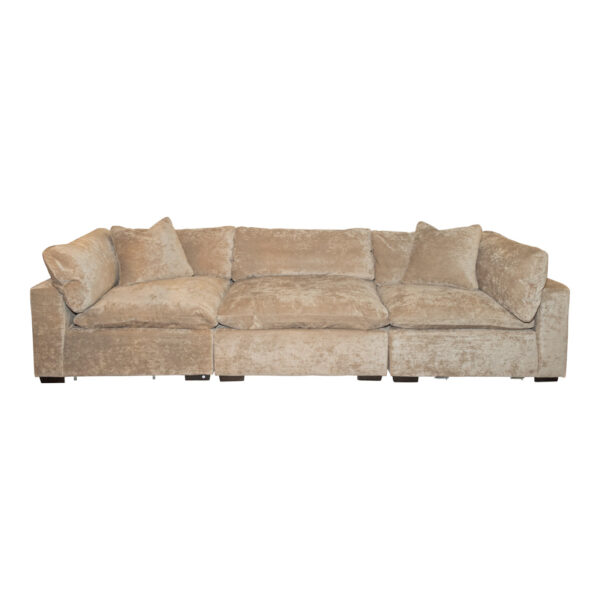 3 Piece Plush Down-Filled Sectional Sofa in Hearth Cement Brushed Woven Upholstery - Image 1