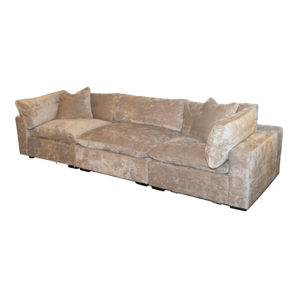 3 Piece Plush Down-Filled Sectional Sofa in Hearth Cement Brushed Woven Upholstery - Image 2