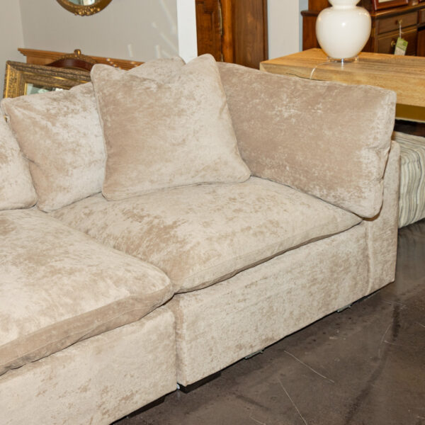 3 Piece Plush Down-Filled Sectional Sofa in Hearth Cement Brushed Woven Upholstery - Image 6