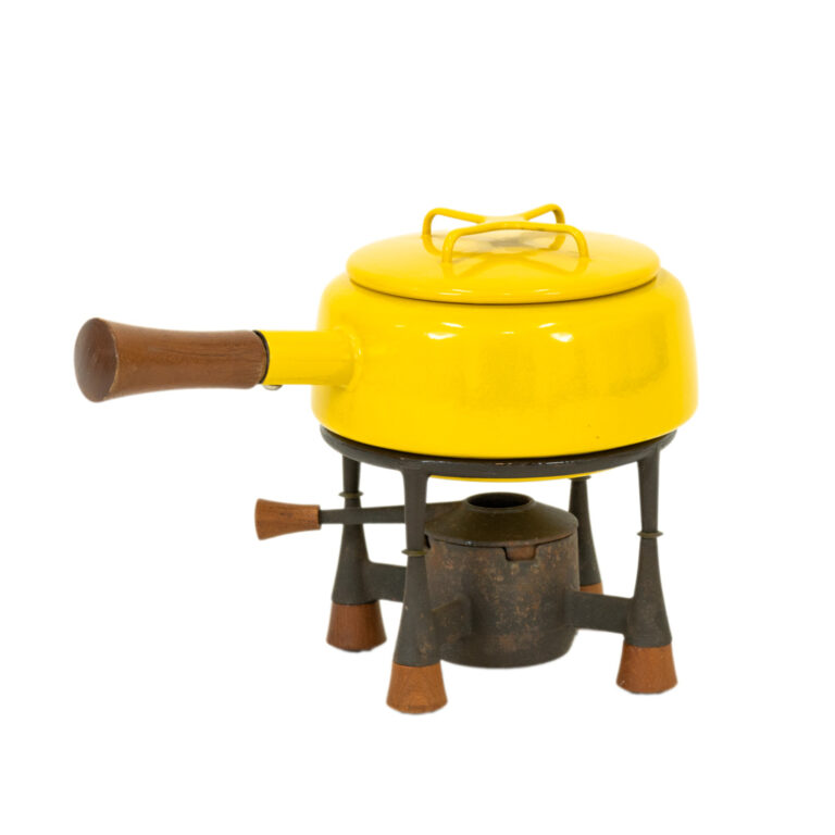 Vintage DANSK Yellow Enamel Fondue Pot with Stand and Lid | Grandview ...