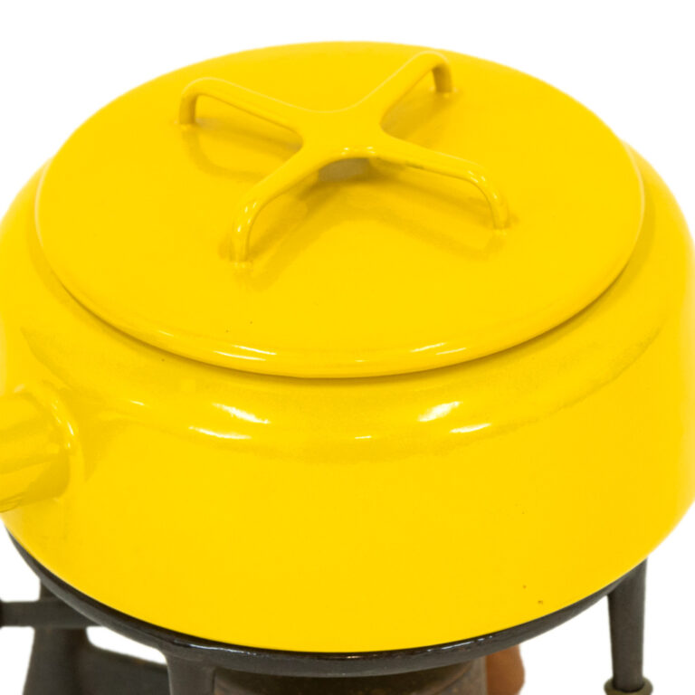 Vintage DANSK Yellow Enamel Fondue Pot with Stand and Lid | Grandview ...