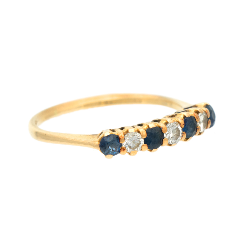 Diamond and Sapphire Band Ring in 14 Karat Yellow Gold | Grandview ...