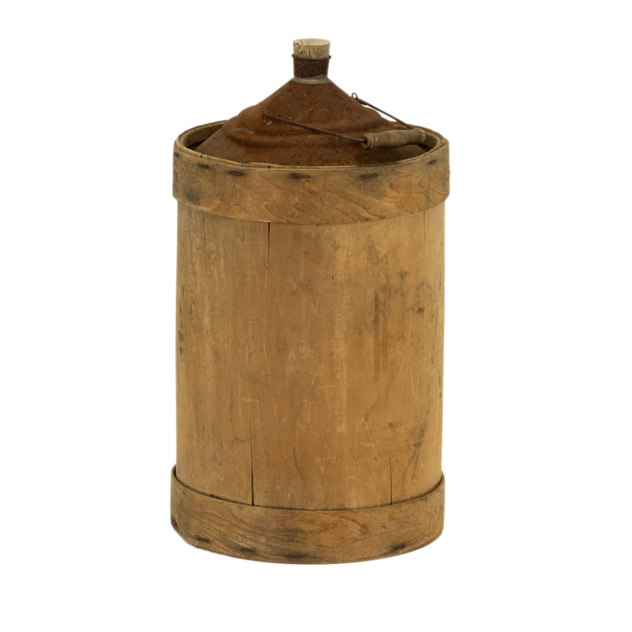 Antique Linseed Oil Jug Encased in Wood | Grandview Mercantile