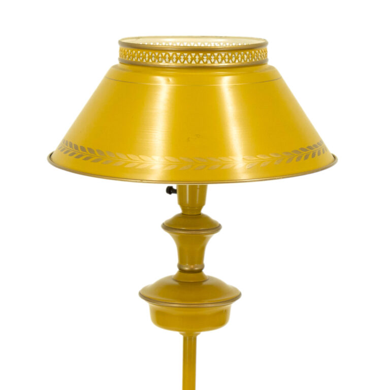 Vintage Toleware Mustard Yellow Floor Lamp with Table | Grandview ...