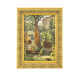 Vintage Italian Original Watercolor of Man in Field