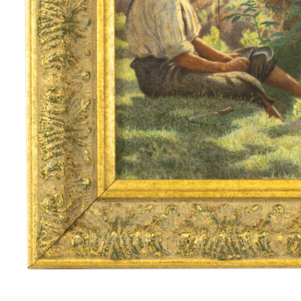 Vintage Italian Original Watercolor of Man in Field - Image 2