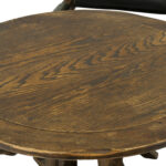 Vintage 40” Round Game Table with 3 Faux Leather Chairs - Image 2