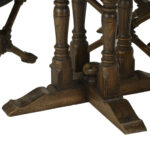 Vintage 40” Round Game Table with 3 Faux Leather Chairs - Image 3