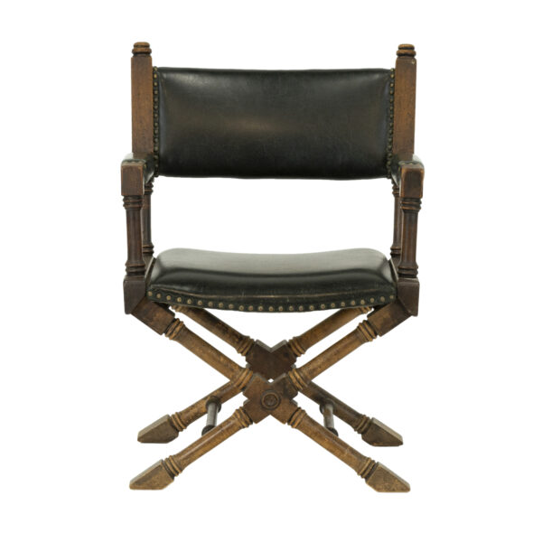 Vintage 40” Round Game Table with 3 Faux Leather Chairs - Image 4