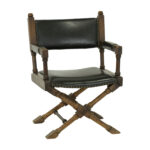 Vintage 40” Round Game Table with 3 Faux Leather Chairs - Image 5