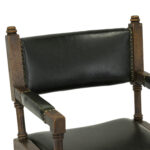 Vintage 40” Round Game Table with 3 Faux Leather Chairs - Image 6