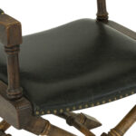 Vintage 40” Round Game Table with 3 Faux Leather Chairs - Image 7