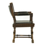 Vintage 40” Round Game Table with 3 Faux Leather Chairs - Image 9