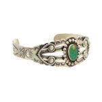 Sterling Silver Bangle with Turquoise and Scroll Detail - Image 2