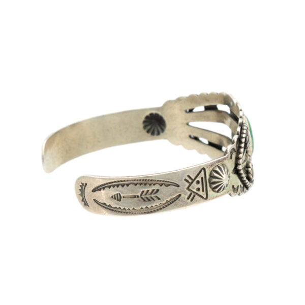 Sterling Silver Bangle with Turquoise and Scroll Detail - Image 3