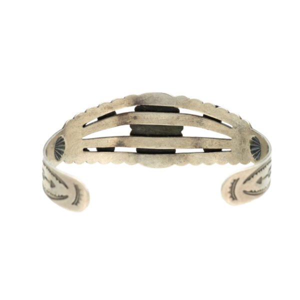 Sterling Silver Bangle with Turquoise and Scroll Detail - Image 4