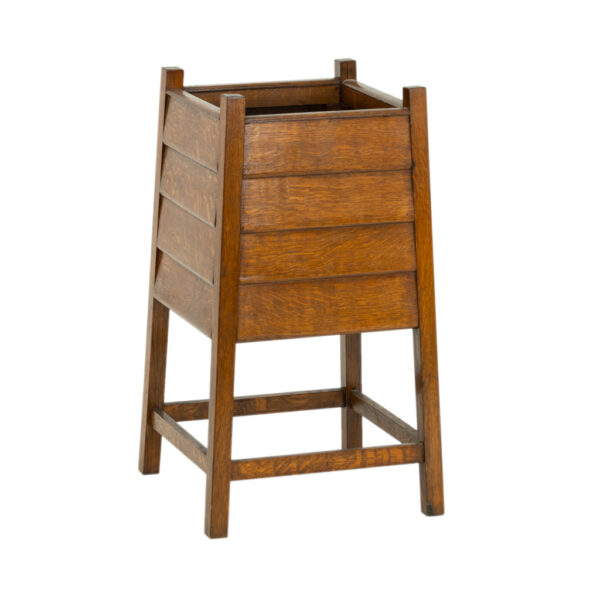 Antique Tiger Oak Louvered Planter - Image 1