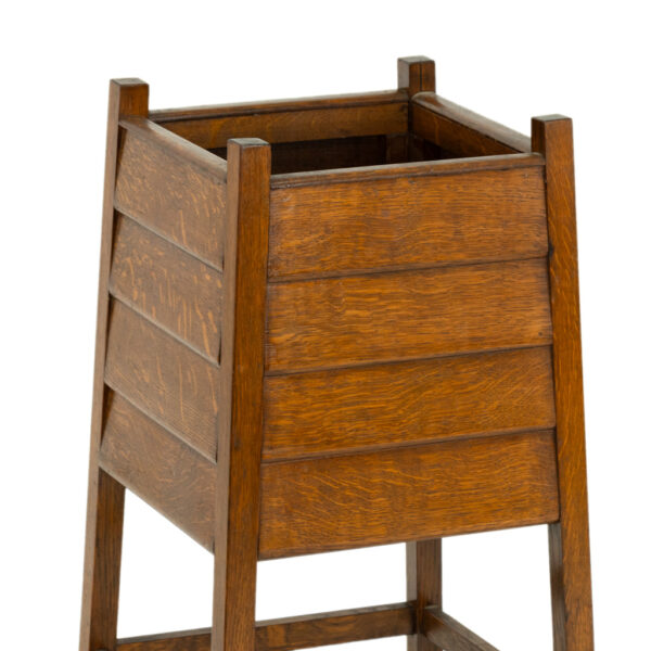 Antique Tiger Oak Louvered Planter - Image 2