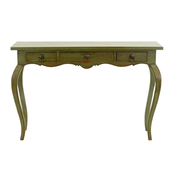 MARIE ALBERT French Country Green Finish Console Table - Image 1