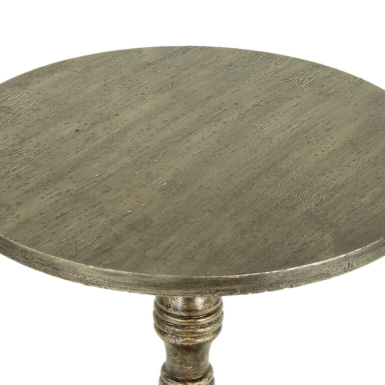 Distressed Silver Finish Pedestal Table | Grandview Mercantile