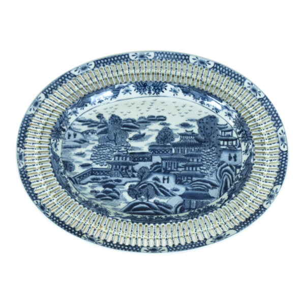 Blue Willow Platter with Pierced Edge - Image 1