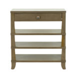 HOOKER FURNITURE Single Drawer Side Table with Lower Shelves in Taupe Finish