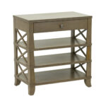 HOOKER FURNITURE Single Drawer Side Table with Lower Shelves in Taupe Finish - Image 2