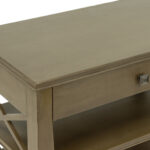 HOOKER FURNITURE Single Drawer Side Table with Lower Shelves in Taupe Finish - Image 3