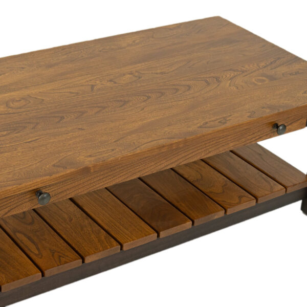 New SYLVAN CRAFT Two-Tone Elm Coffee Table with Slatted Shelf - Image 3