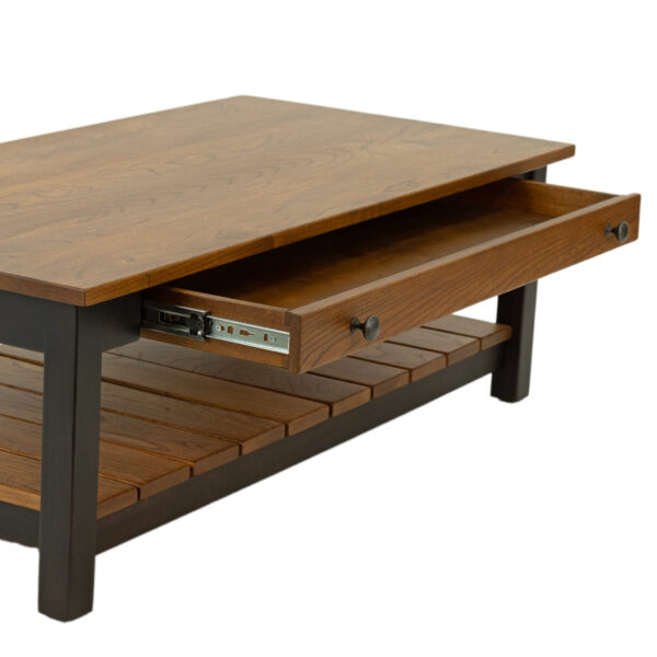 New SYLVAN CRAFT Two-Tone Elm Coffee Table with Slatted Shelf - Image 4