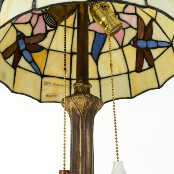 Vintage Stained Glass Lamp with Contemporary Floral Shade - Image 4