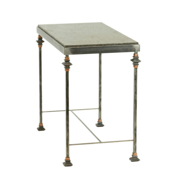 Rectangular Granite Top Side Table with Steel Base - Image 1