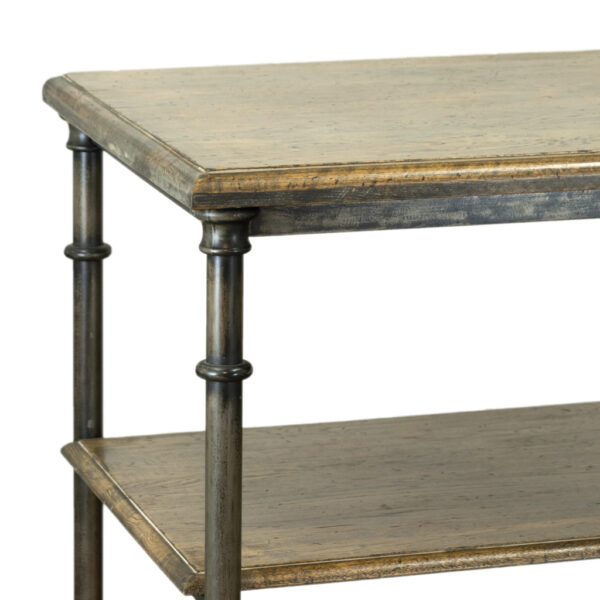 French Industrial Style Wood and Iron Console Shelf - Image 2