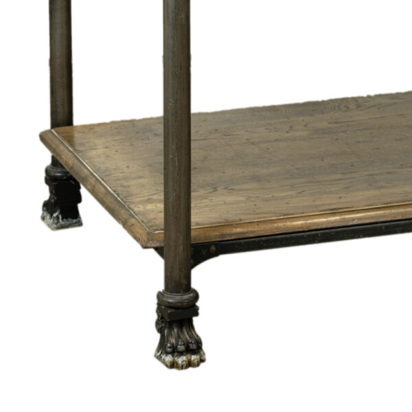 French Industrial Style Wood and Iron Console Shelf - Image 4