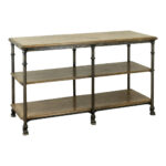 French Industrial Style Wood and Iron Console Shelf