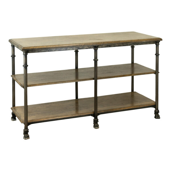 French Industrial Style Wood and Iron Console Shelf - Image 1