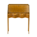 Antique Tiger Oak Writing Desk with Serpentine Drawer Front