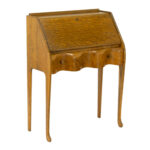 Antique Tiger Oak Writing Desk with Serpentine Drawer Front - Image 2