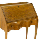 Antique Tiger Oak Writing Desk with Serpentine Drawer Front - Image 3